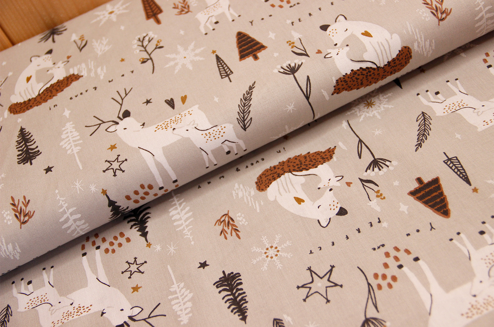 Buy 004-deer-kids-on-gray Cotton print Christmas * From 25 cm