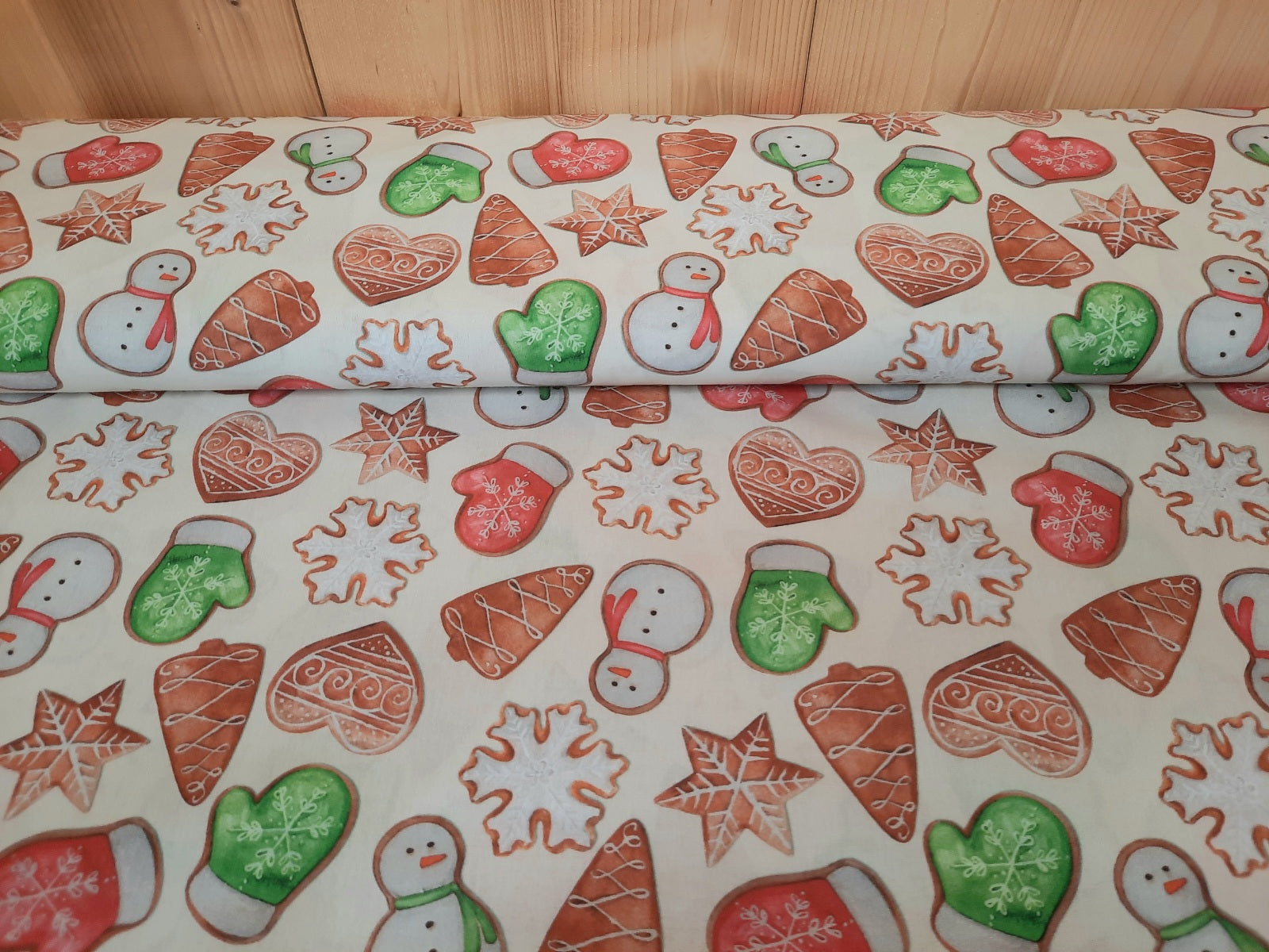 Buy 002-gingerbread-white Cotton print Christmas organic * From 25 cm