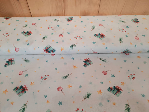 Coton imprimé Noël bio * A partir de 25 cm