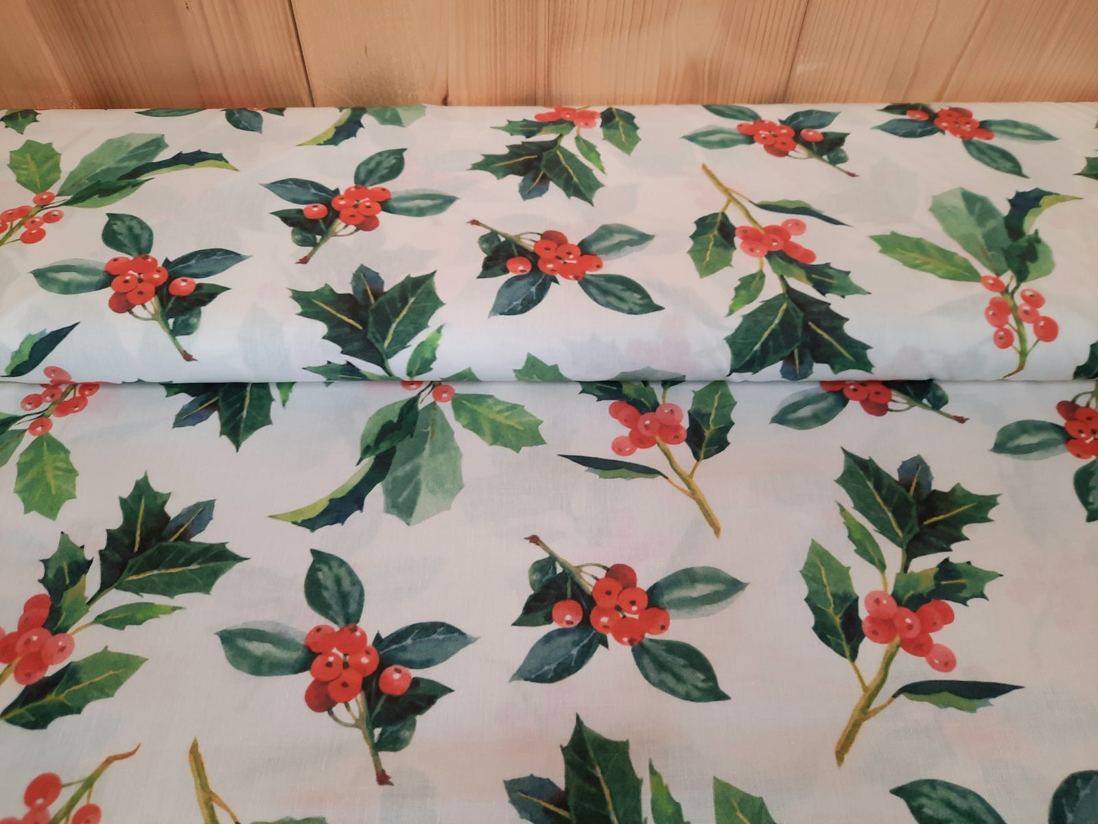 Buy 019-berry-branch Cotton print Christmas organic * From 25 cm