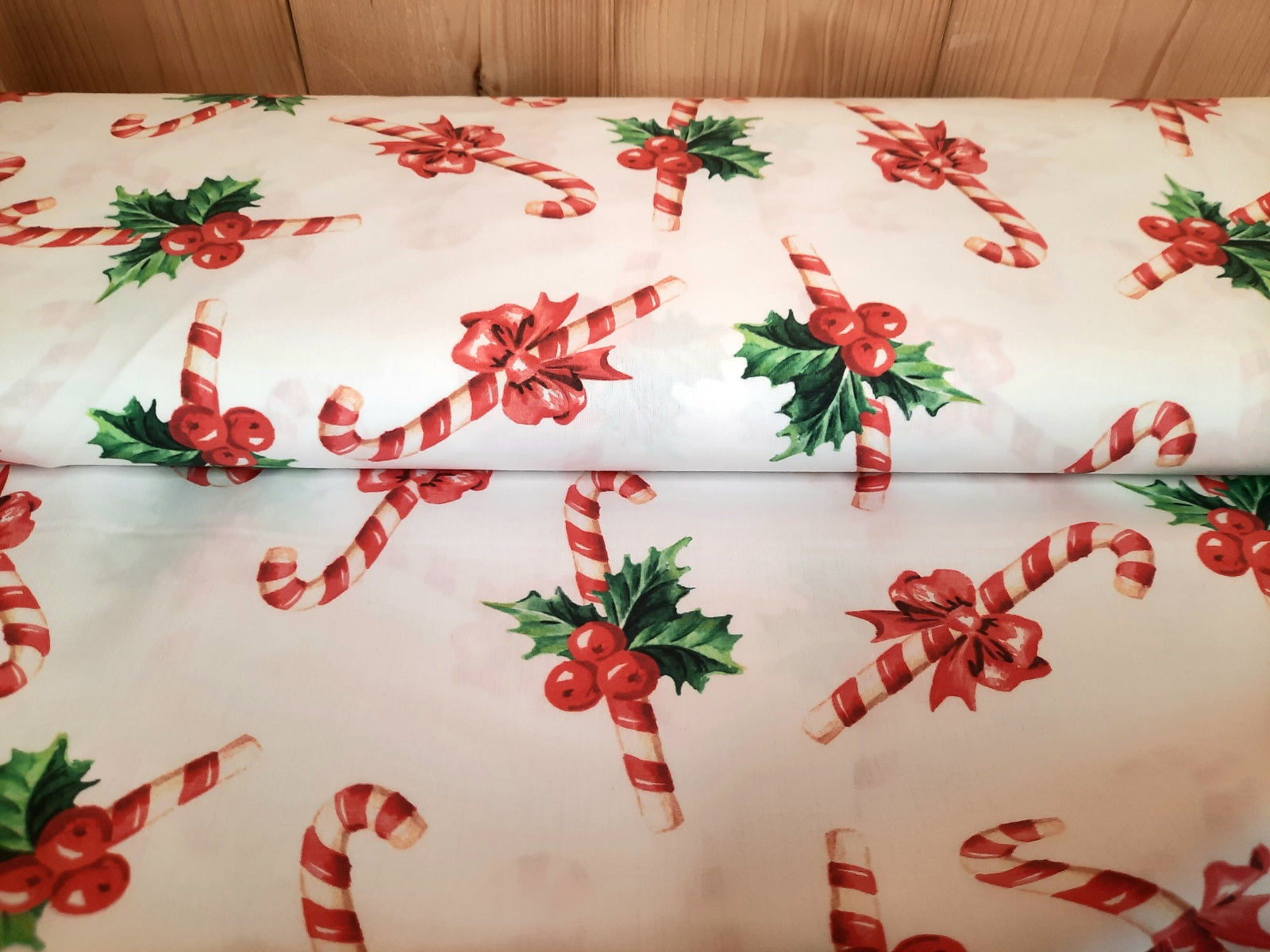 Buy 020-candy-cane Cotton print Christmas organic * From 25 cm