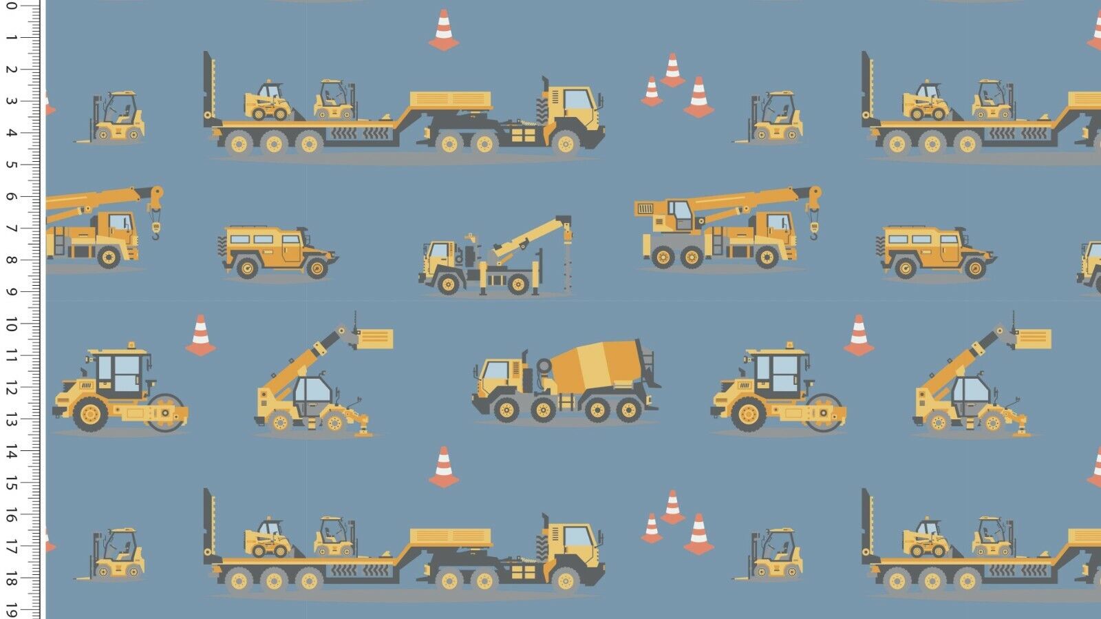 Cotton jersey construction vehicles *From 50cm