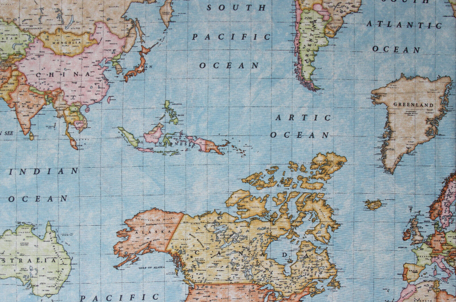 Decorative fabric world map * From 50 cm