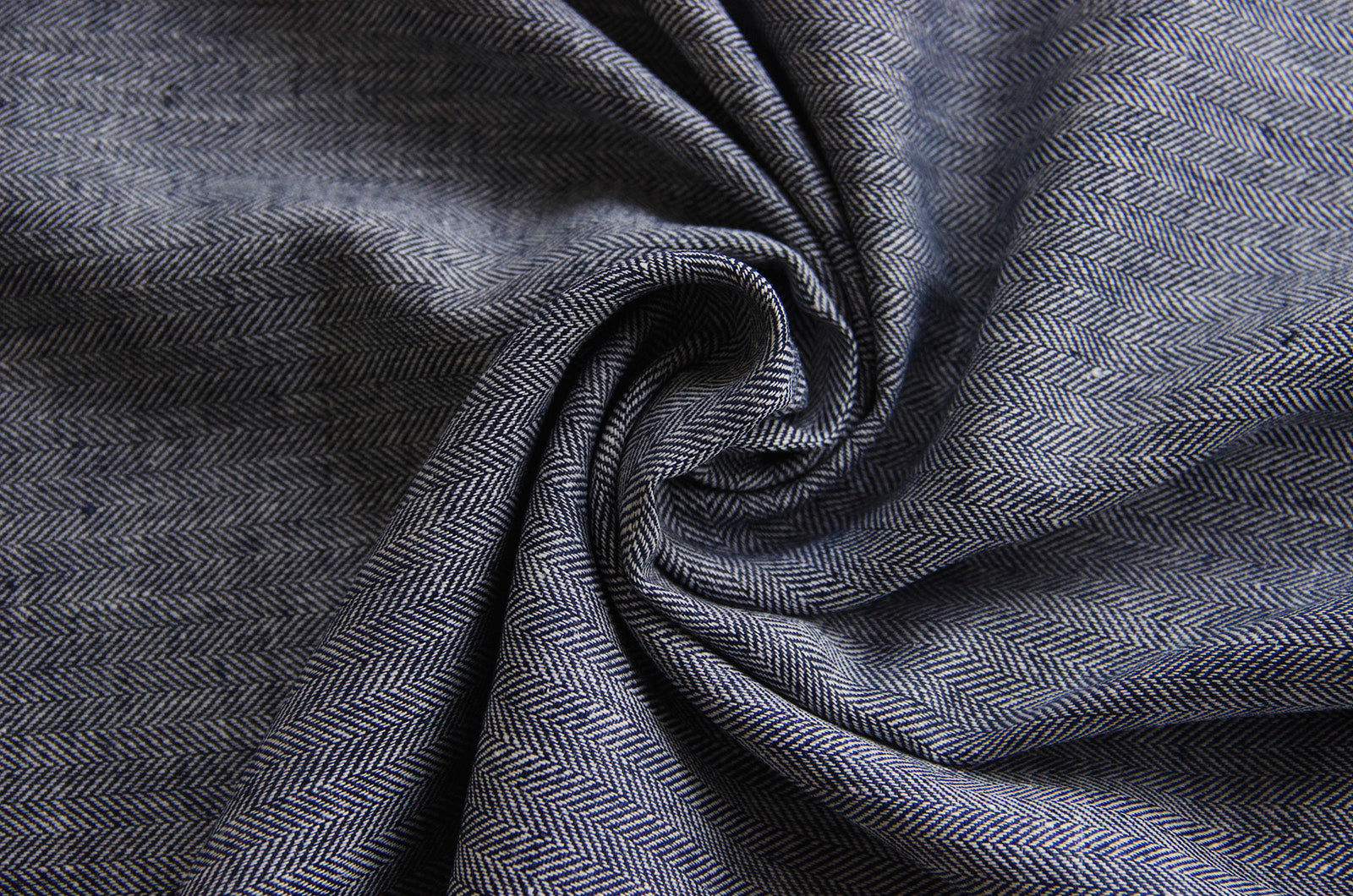 Buy 005-navy Half linen patterned herringbone * From 50 cm