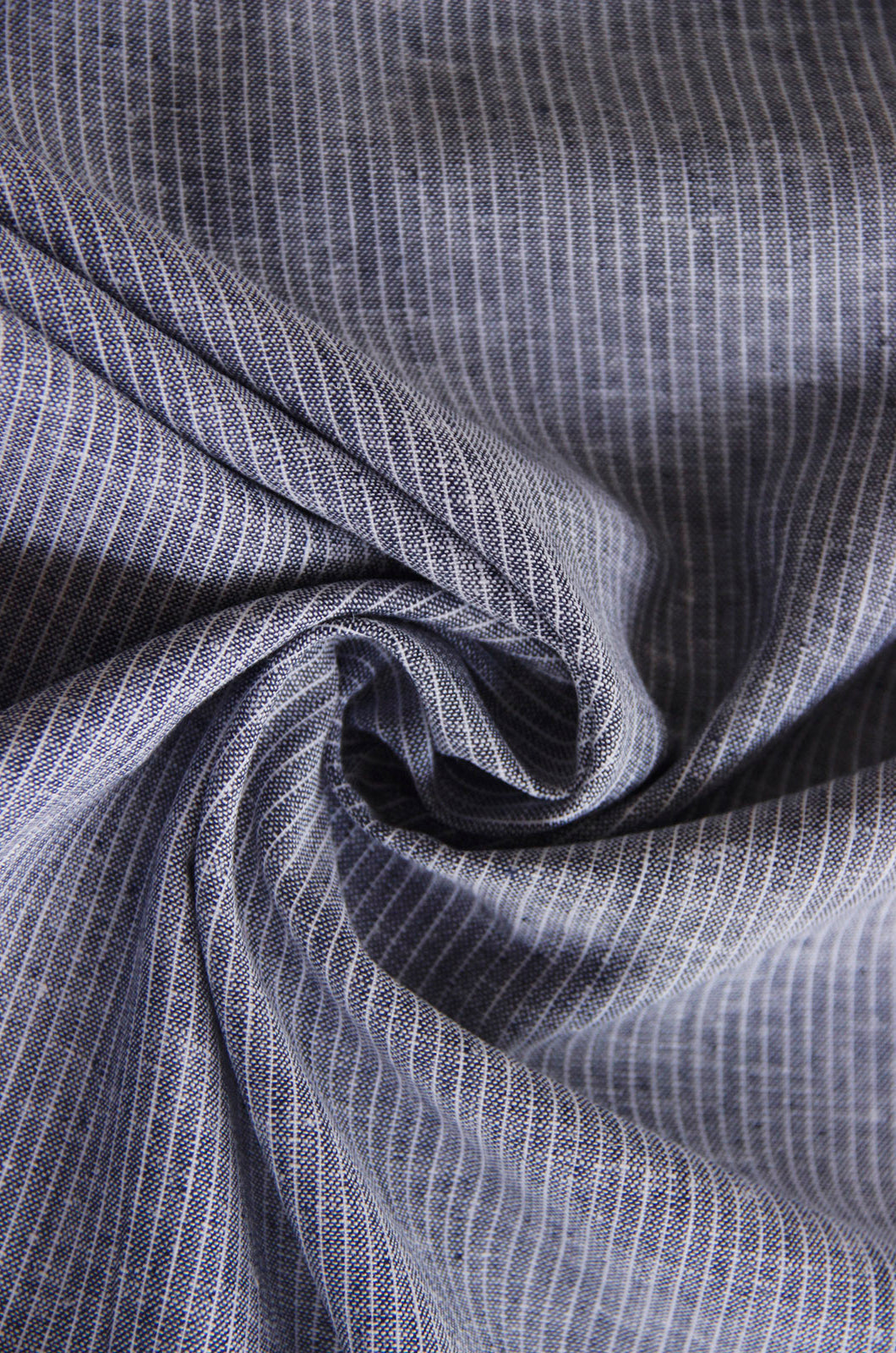 Buy 005-navy Half linen patterned fine stripes * From 50 cm