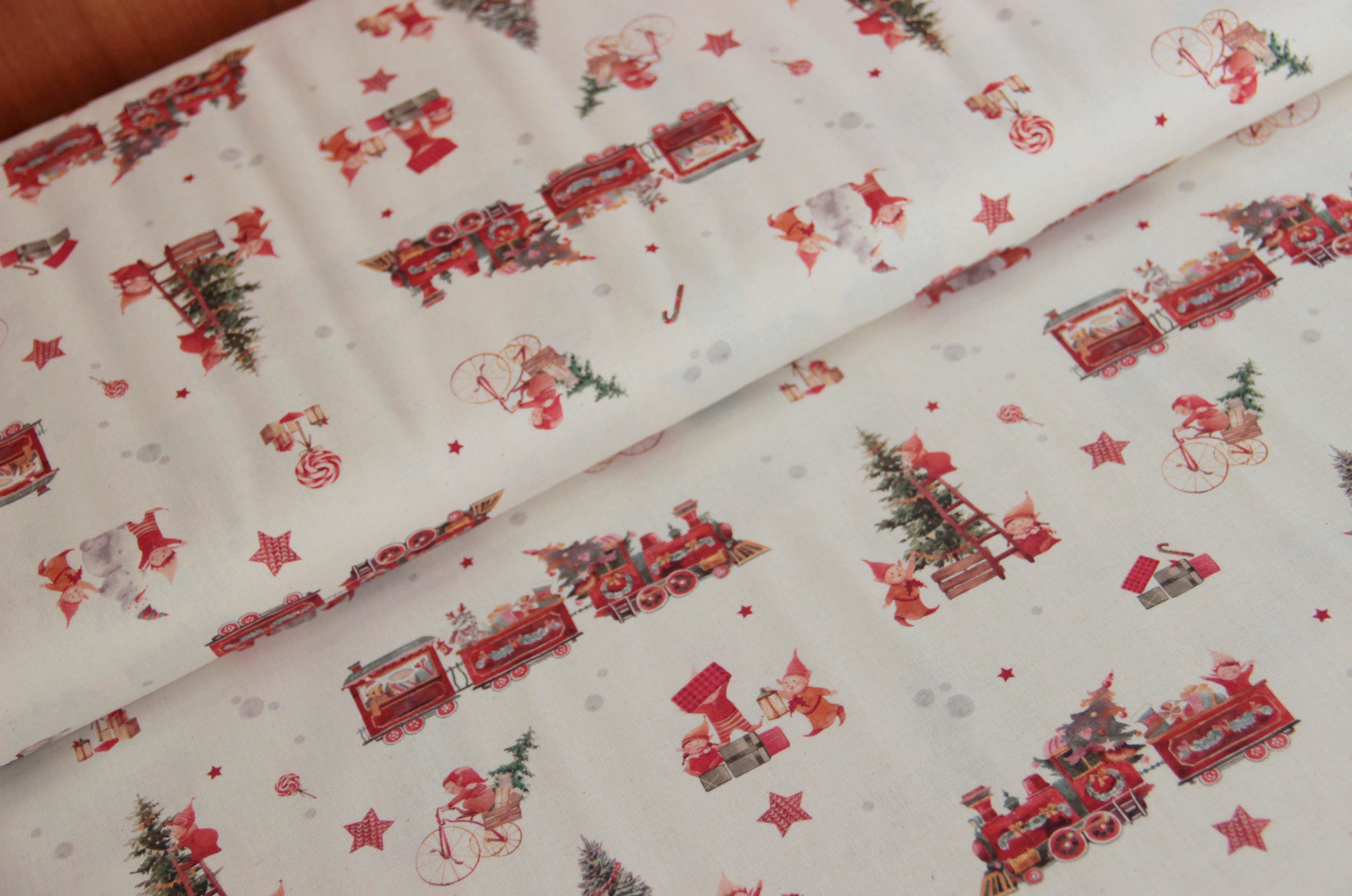 Buy 004-christmas-elves Cotton print Christmas organic * From 50 cm