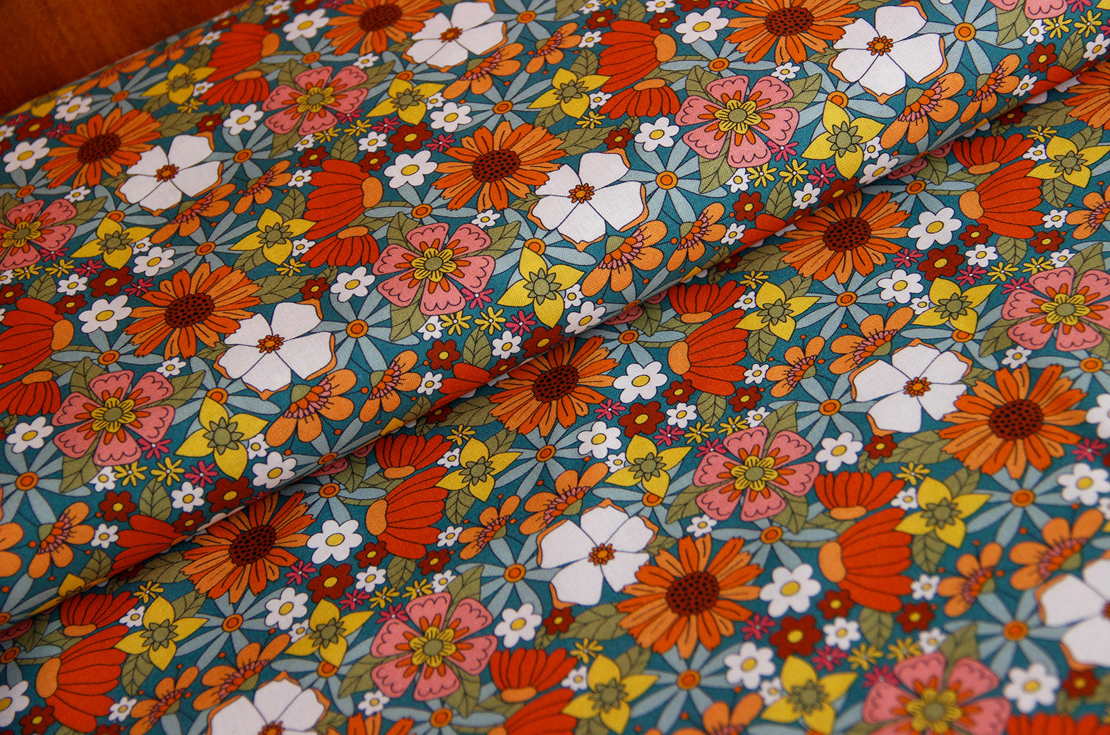 Buy 003-flowers-on-blue Cotton prints hippies * From 50 cm