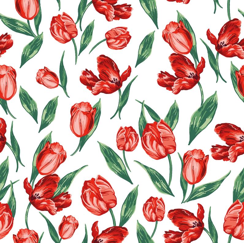 Buy 004-tulips Cotton prints floral * From 50 cm
