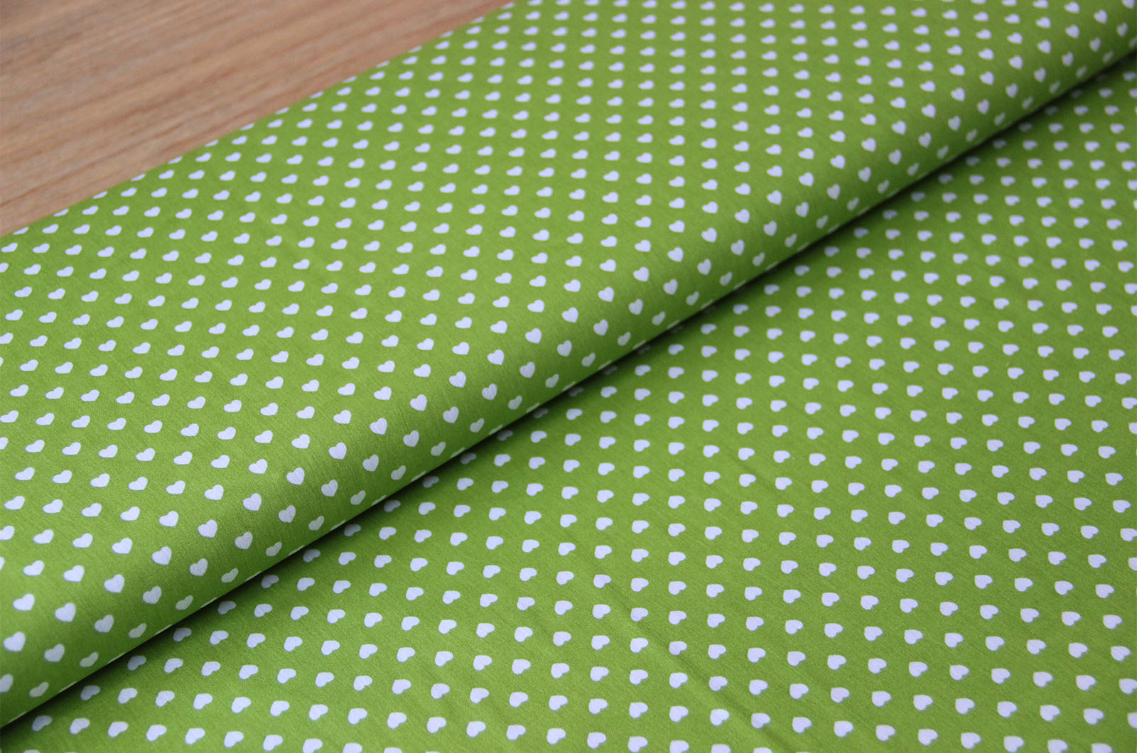 Buy 024-apple-green Cotton print hearts * From 50cm