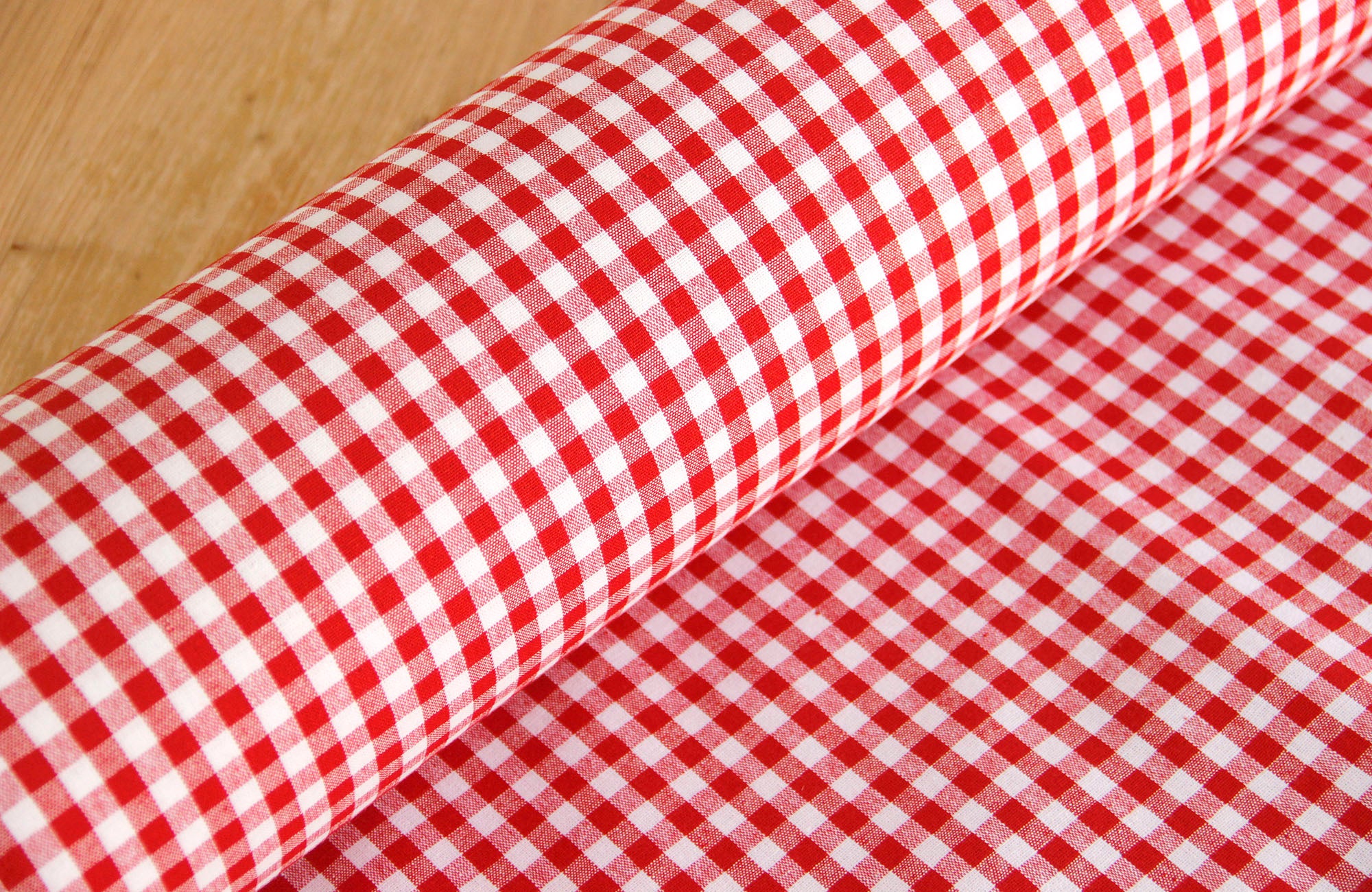 Buy cube-check-1-cm Linen red/white * From 50 cm