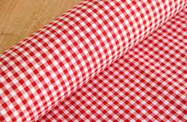 Buy cube-check-1-cm Linen red/white * From 50 cm