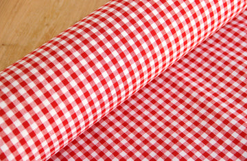 Buy cube-check-1-cm Linen red/white * From 50 cm