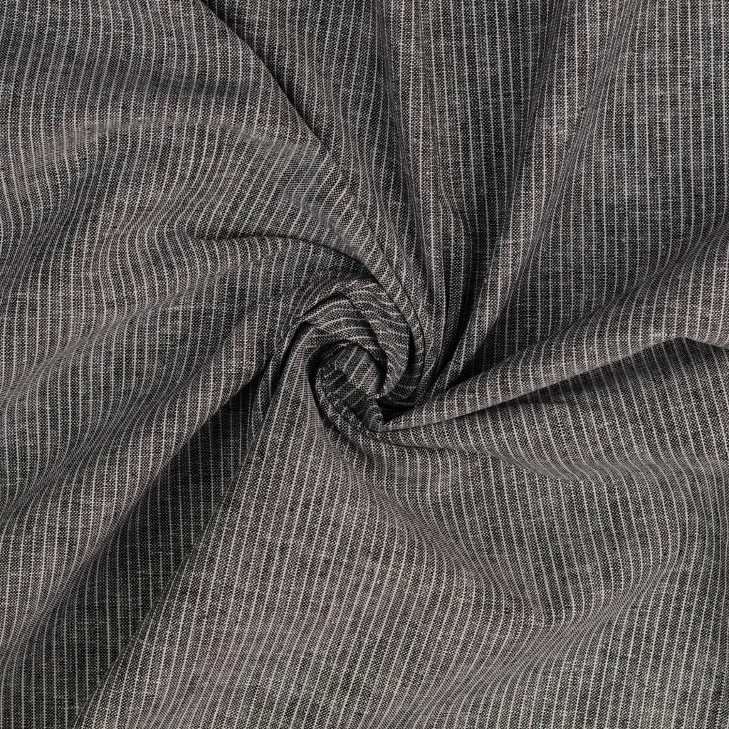 Buy 069-black Half linen patterned fine stripes * From 50 cm