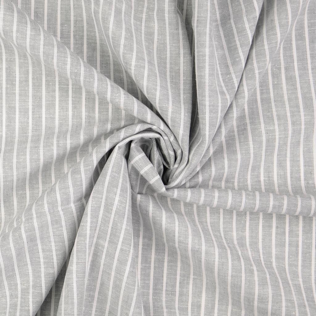 Buy 061-light-gray Half linen patterned stripes * From 50 cm