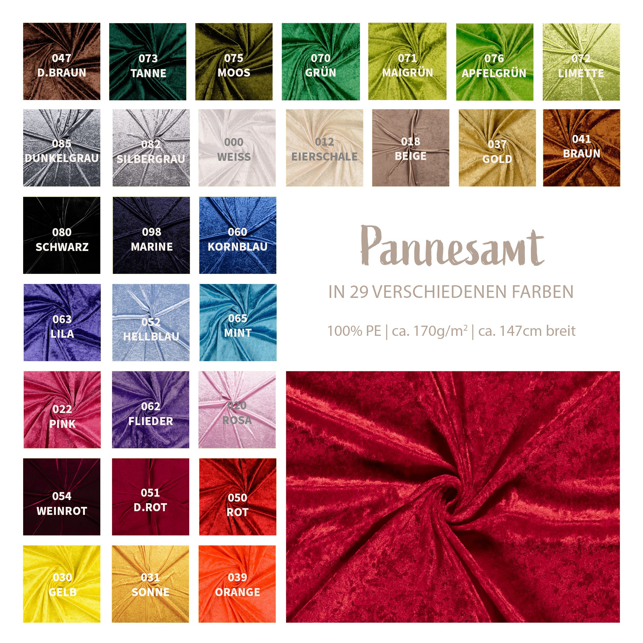 Pannesamt - 29 Farben *Ab 50cm