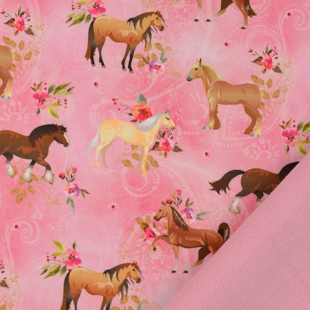 Buy 011-horses-pink Softshell printed * From 50 cm
