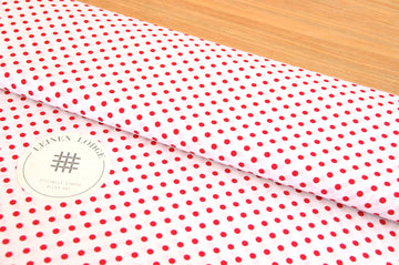 Kaufen 050-weiss-rot Baumwolldruck Punkte 5mm * Ab 50cm