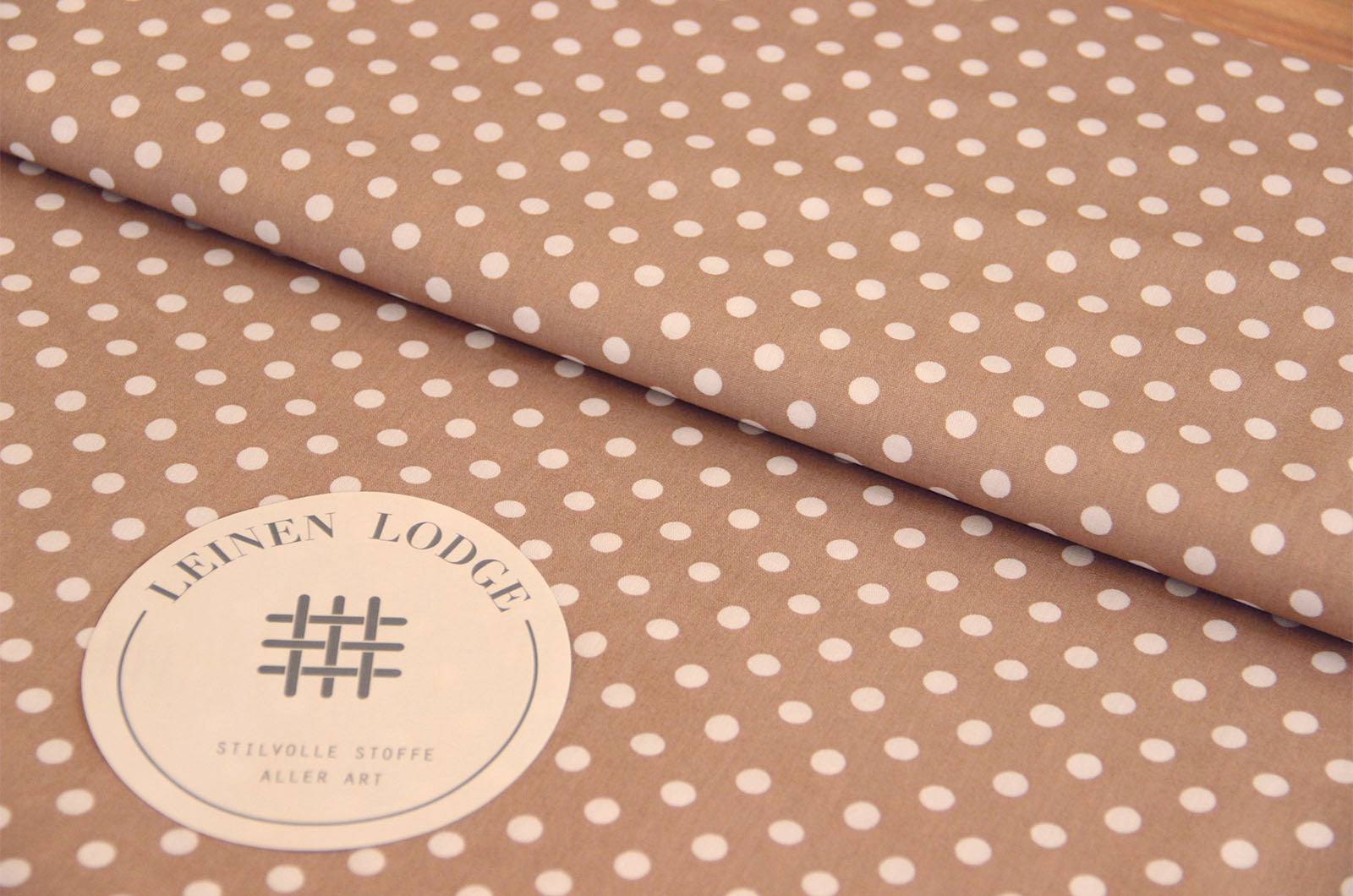 Buy 053-beige Cotton print dots 5mm * From 50cm